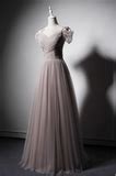 Fairytale dusty pink off shoulder maxi prom – Anna's Couture Dresses