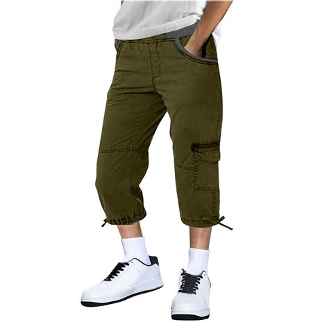WAENQINLA Mens Capri Pants Summer 2025 Casual Drawstring Straight Leg ...