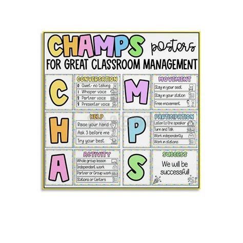 MJFHERQ CHAMPS Posters Classroom Management Back to School Canvas ...