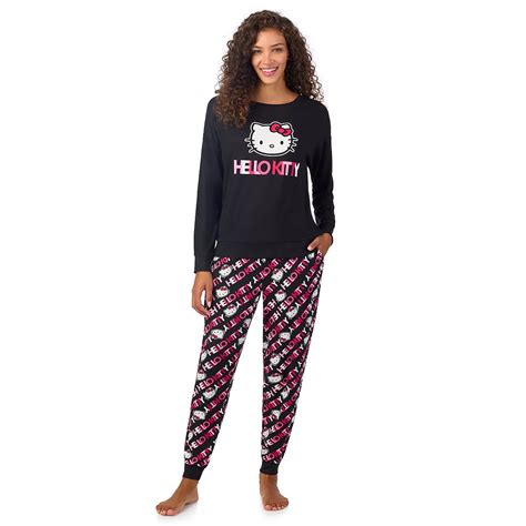 Women's Hello Kitty Long Sleeve Pajama Top & Banded Bottom Pajama Pants ...