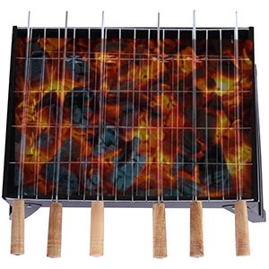 BRYGGER Compact Tandoor Portable Barbeque Grill For Home With 6 Skewers ...