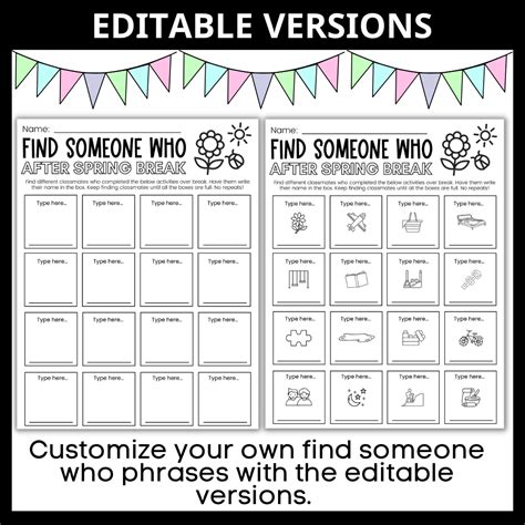 After Spring Break / March / April - Find Someone Who Team Building ...