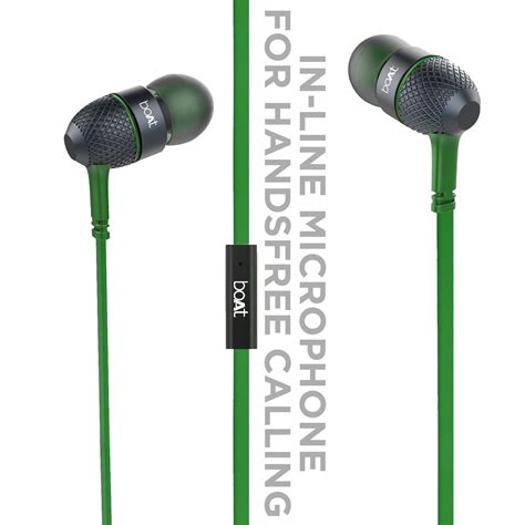 boAt BassHeads 228 Extra Bass in Ear Wired Headset (Forest Green ...