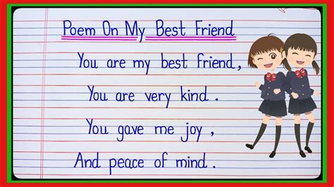 Poem on my best friend/ poem on my best friend in English/ Poem on ...