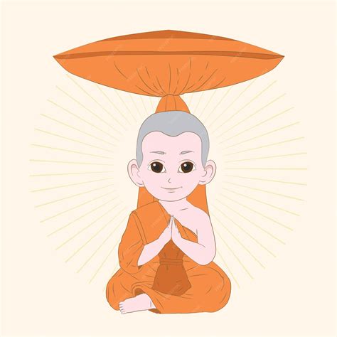 Premium Vector | Hand drawn cartoon character of buddhist monks sitting ...