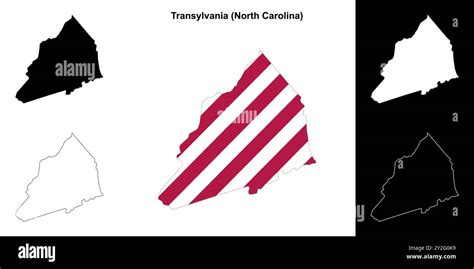 Transylvania County (North Carolina) outline map set Stock Vector Image ...