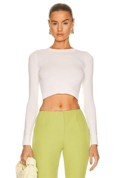JoosTricot Long Sleeve Crop Top in Coconut | FWRD