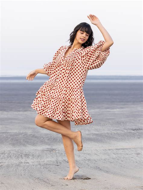 Red & White Women Polka Dot Cotton Midi Dress – Pinklay