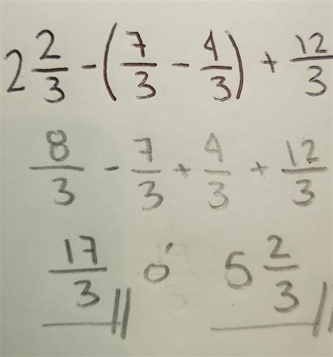 2 2/3-(7/3-4/3)+12/3 - Brainly.lat