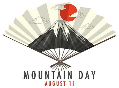 Mountain Day op 11 augustus banner met Mount Fuji op Japanse Fan ...