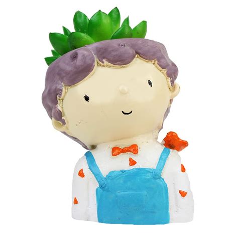 Wonderland Resin Boy with Bird Succulent Pot for Home, Garden, Desk ...