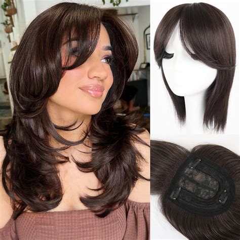 DAZZ LOOK 5 Clips Hair Topper Layered Hair Wig for Women Brown Hair Wig ...