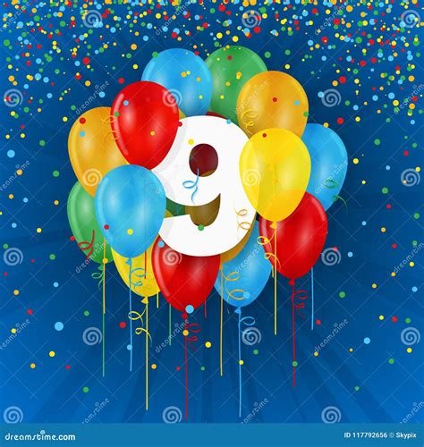 Happy 9th Birthday / Anniversary Card With Balloons Stock Photography ...