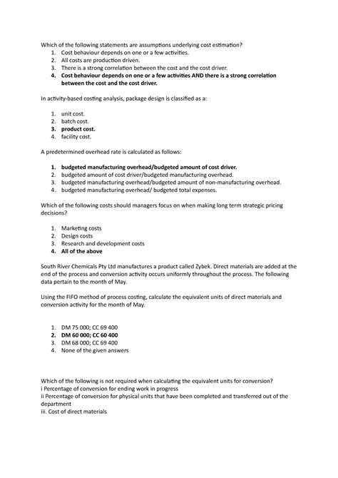 HI5017 - Managerial Accounting - Which of the following statements are ...