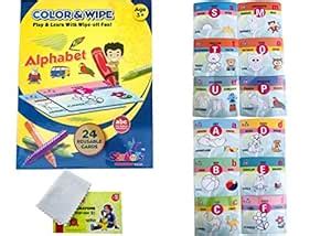Buy Evisha 2 in 1 Color & Wipe Alphabets 24 Reusable Cards Online at ...