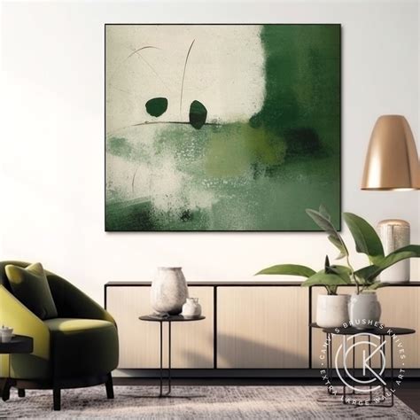 Modern Green Canvas Wall Art, Large Fancy Room Decoration, Unique Green ...