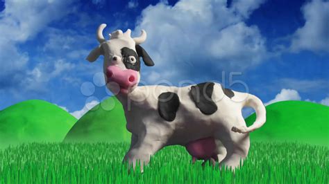 Cartoon Cows Eating Grass