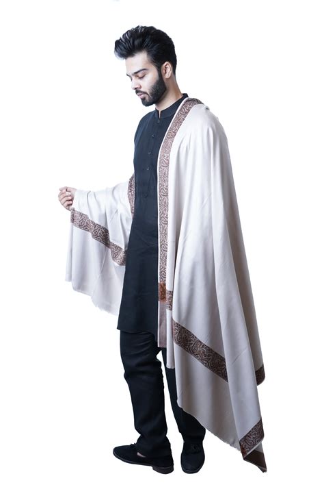 Men's Woven Wool Blend Fancy Jaquard border Shawl/Lohi – mizash