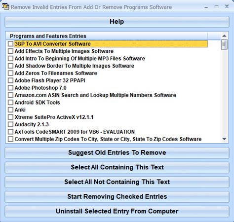 Add/Remove Software List 的图像结果