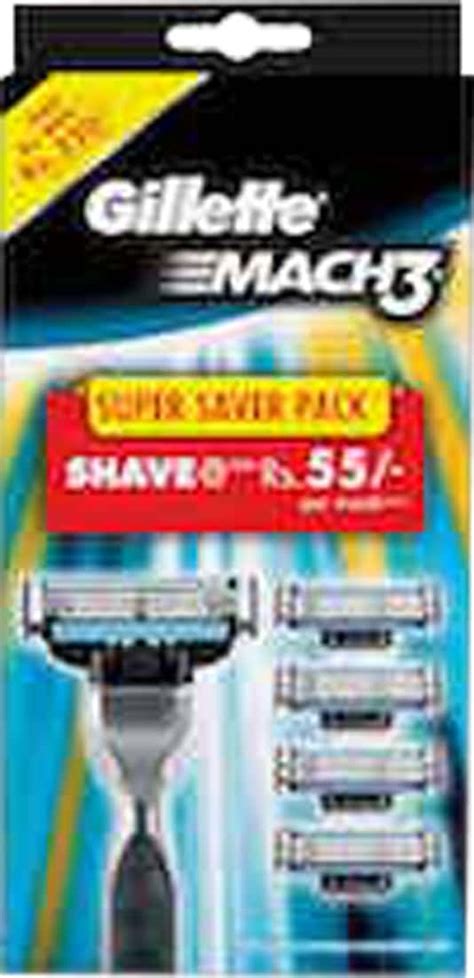 Buy GILLETTE MACH3 RAZOR + 4 BLADES (CARTRIDGES) PACK Online & Get Upto ...