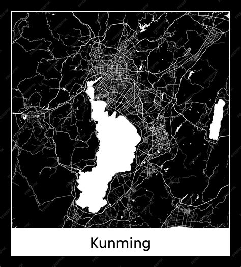Premium Vector | Minimal city map of kunming (china, asia)