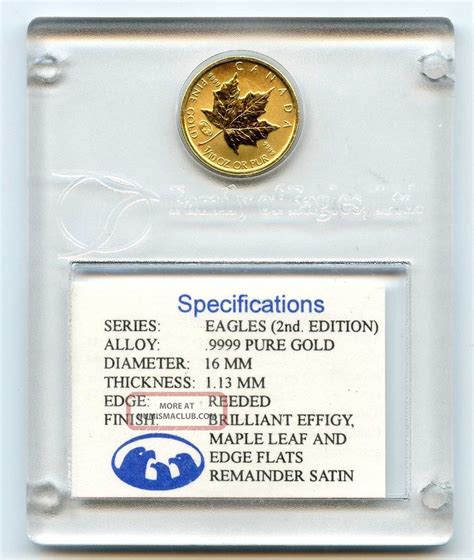 1998 Canada 1/10 Oz. . 9999 Gold Maple Leaf Coin Family Of Eagle Privy Mark