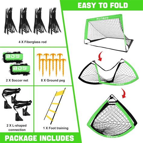 Snapklik.com : RUNBOW 4 X 3 Kids Portable Soccer Goal Net Set Pop Up ...