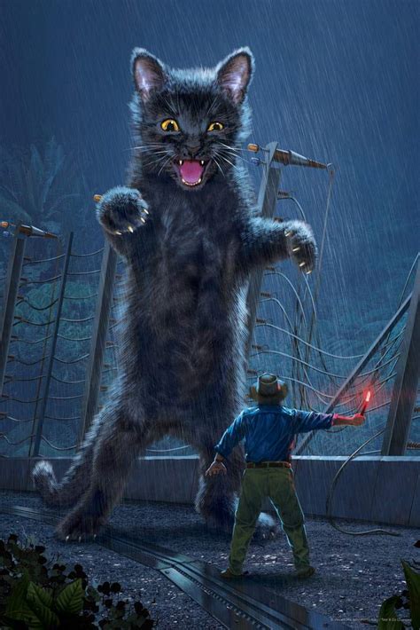 Buy Jurassic Kitty Dinosaur Cat by Vincent Hie Park Movie Parody Cat ...