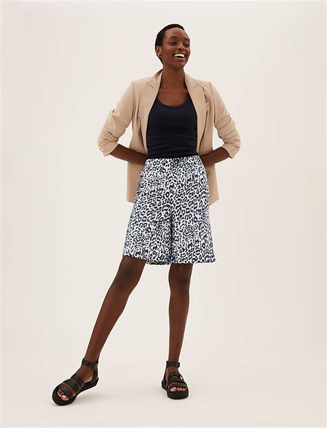 Buy Twill Printed Pleat Front Shorts at Marks & Spencer