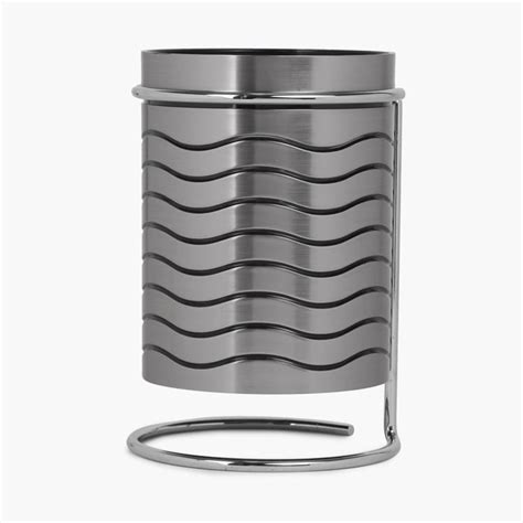 Buy Hudson - Grey Textured Round Polyresin Toilet Brush & Brush Holder ...