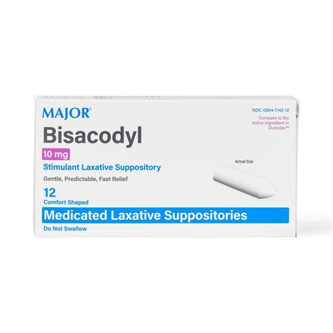 Bisacodyl Laxative Suppositories 10mg 12Ct