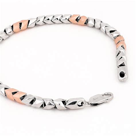 Maverick Block Two-Tone Men's Silver Bracelet – Diavo Jewels