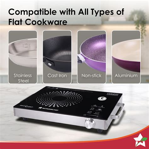 Smart Cook Infrared Electric Cooktop, Crystal Glass Surface, Single Bu