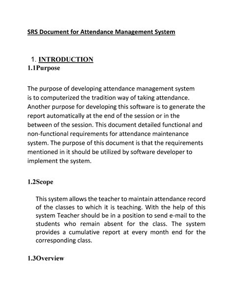 SRS Document for Student Attendance System of University - Warning: TT ...