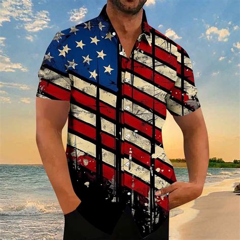 American Flag Shirts Mens Patriotic Shirt Men Red White and Blue Shirts ...