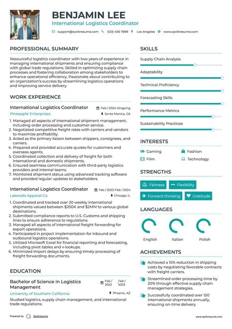 10+ International Logistics Coordinator Resume Samples & Templates for 2025