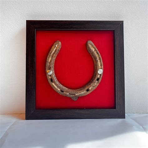 Good Luck Antique Horse Shoe with Red silk background – E-Studio