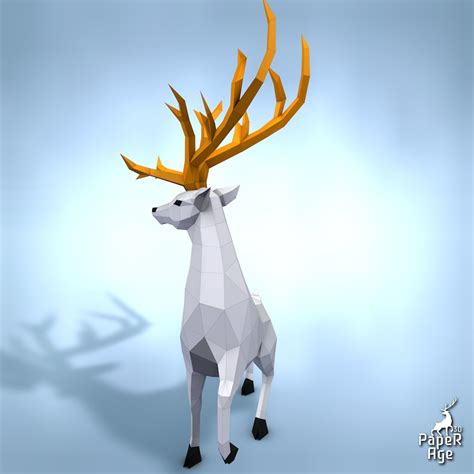 Buy Royal Deer Papercraft Pepakura Lowpoly Low Polygon 3D Online in ...