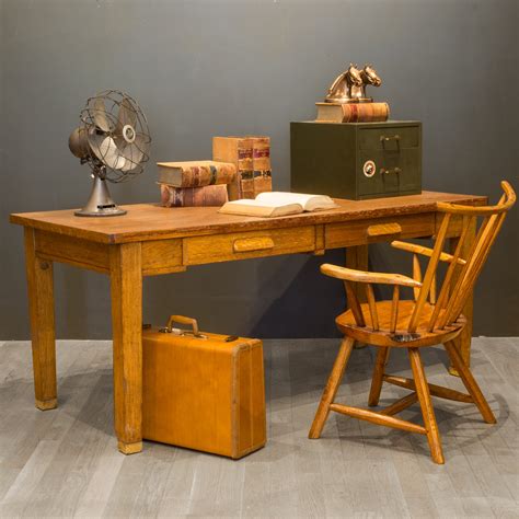 Solid Oak Two Drawer Desk by Standard Furniture Co. c.1940 | S16 Home