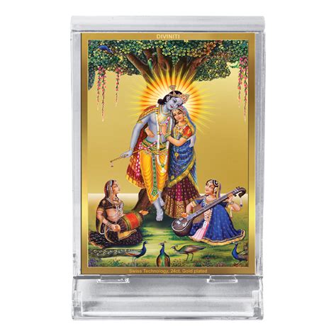 Diviniti 24K Gold Plated Radha Krishna Frame For Car Dashboard, Home D ...