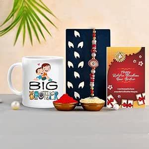 Buy MYGIFTYSHOP Big Brother White Coffee Tea Ceramic Mug Rakhi (B-75 ...