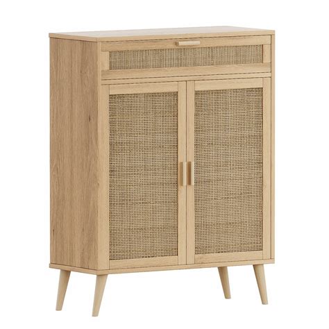 Rovaurx Accent Floor Storage Cabinet with Rattan Doors, Bathroom ...