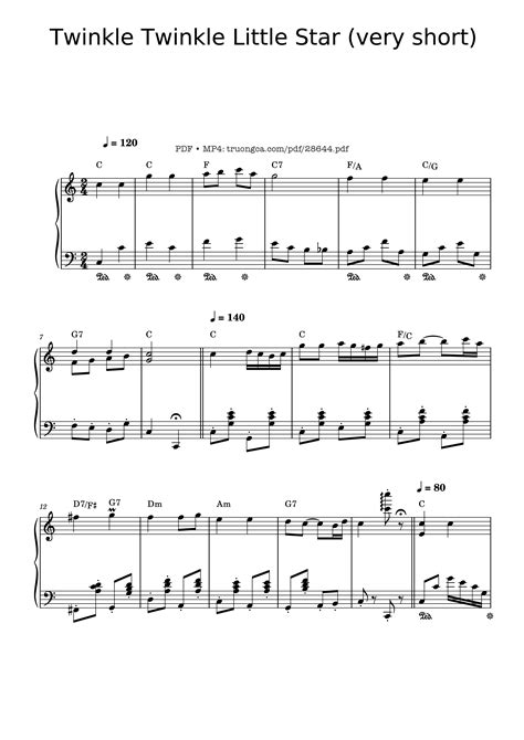 [Sheet] Twinkle Twinkle Little Star PDF Piano lyrics & Lead & chords