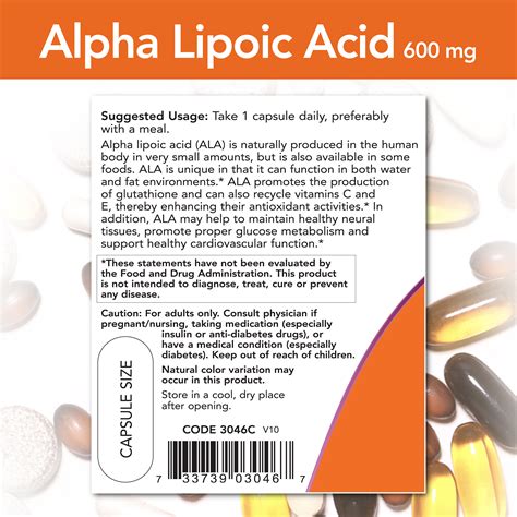 Alpha Lipoic Acid, Extra Strength 600 mg - 60 Veg Capsules - Tri Health ...