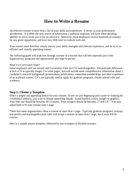 How to Write a Resume - Home - University of Cincinnati Doc Template ...