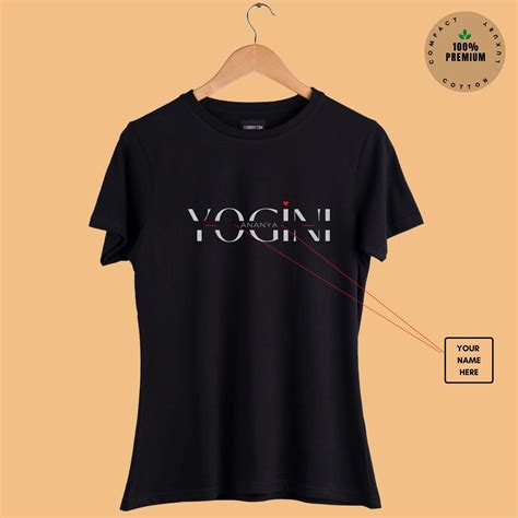 Yogini Personalized Premium Cotton Black and Royal blue Women Yoga T-shirt