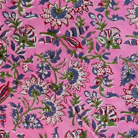 Pure Cotton Jaipuri Pink With Beautiful Floral Jaal Hand Block Print F ...