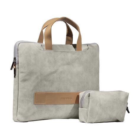 Probus Suede Slim Laptop Bag with Pouch Sleeve Bag for MacBook, Laptop ...