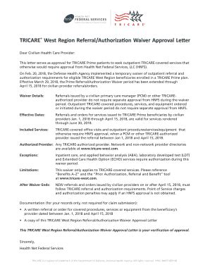 Fillable Online TRICARE West Region Referral/Authorization Waiver ...
