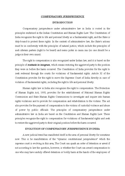 Compensatory Jurisprudence in India: Administrative Law Insights HEMI ...